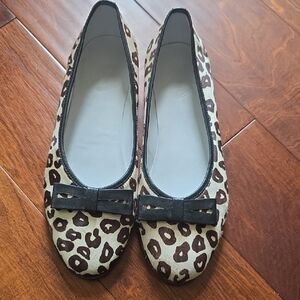 Leopard Print Ballet Flats with Black Bow